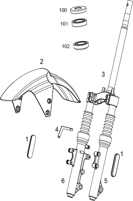 N1S NIU Gabel mit Stoßdämpfern NIU Modell N1S Gabel