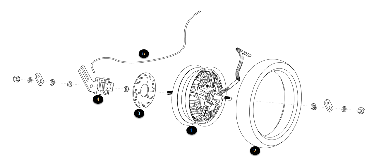 Ersatzteilliste Hinterrad, Motor Niu U-Pro